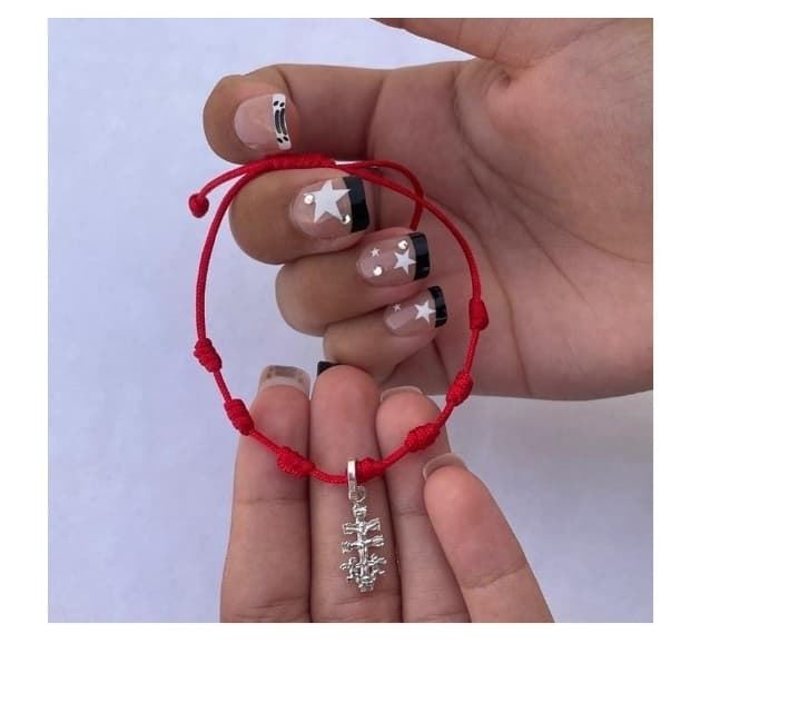 Pulsera 7 nudos cruz de Caravaca plata de ley - Imagen 1