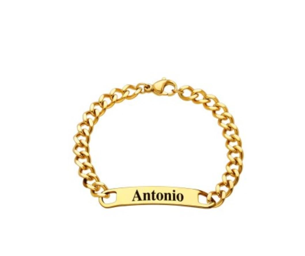 Pulsera barbada exclava acero con placa - Imagen 1
