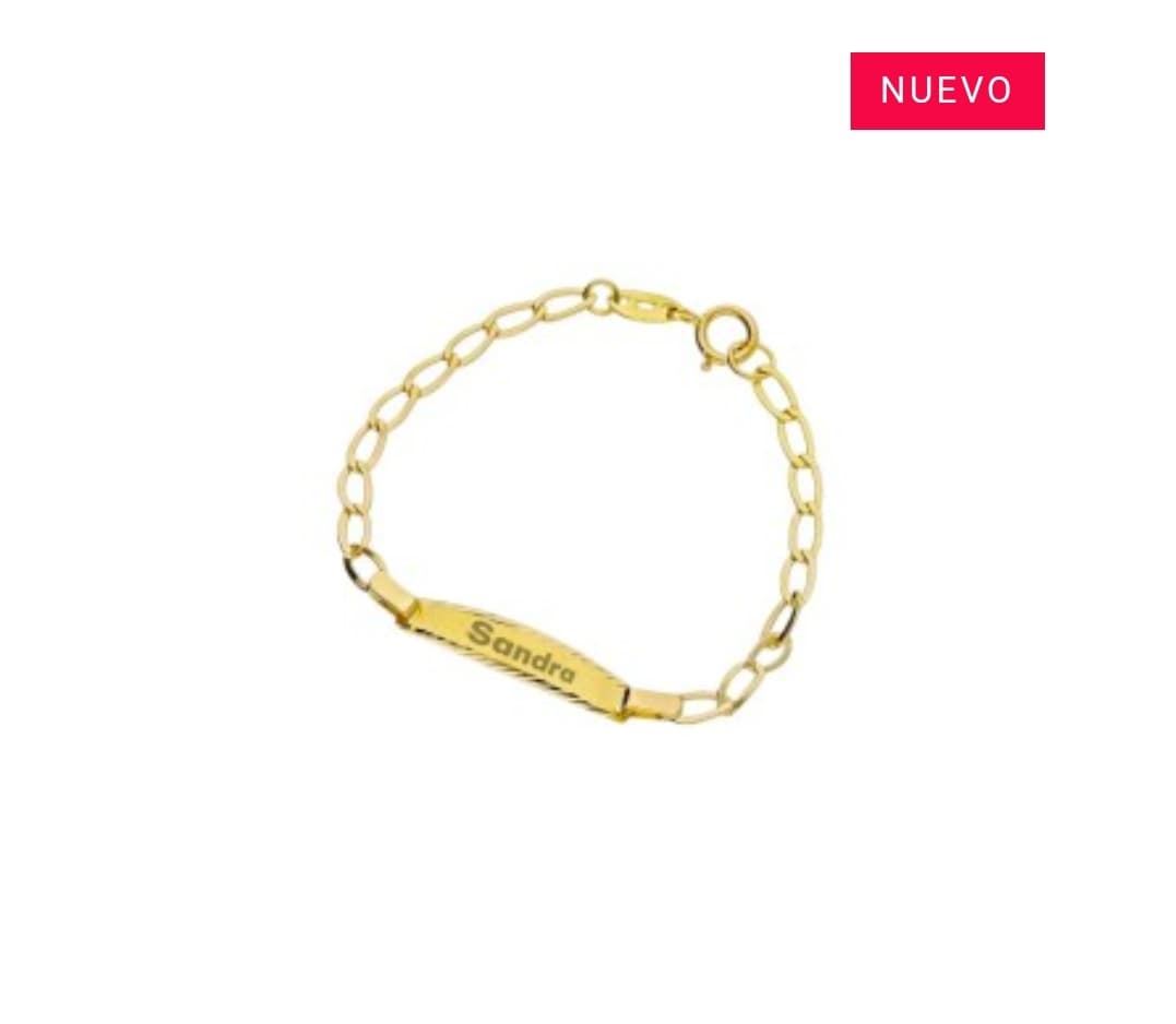 Pulsera bebé con placa oro 18 ktes - Imagen 1