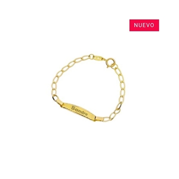 Pulsera bebé con placa oro 18 ktes - Imagen 1