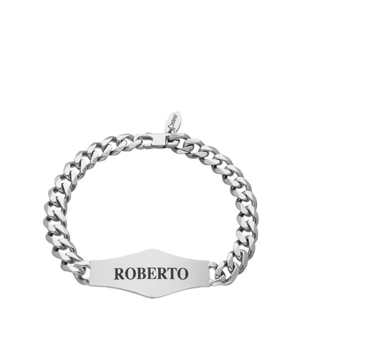 Pulsera caballero  barbada biselada plata de ley - Imagen 1