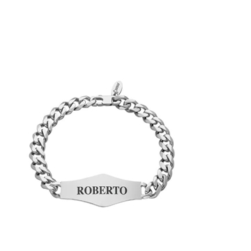 Pulsera caballero  barbada biselada plata de ley - Imagen 1