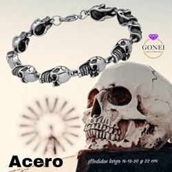 Pulsera calaveras de hombre - Imagen 1