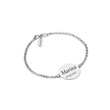 Pulsera con chapa personalizable de plata - Imagen 1