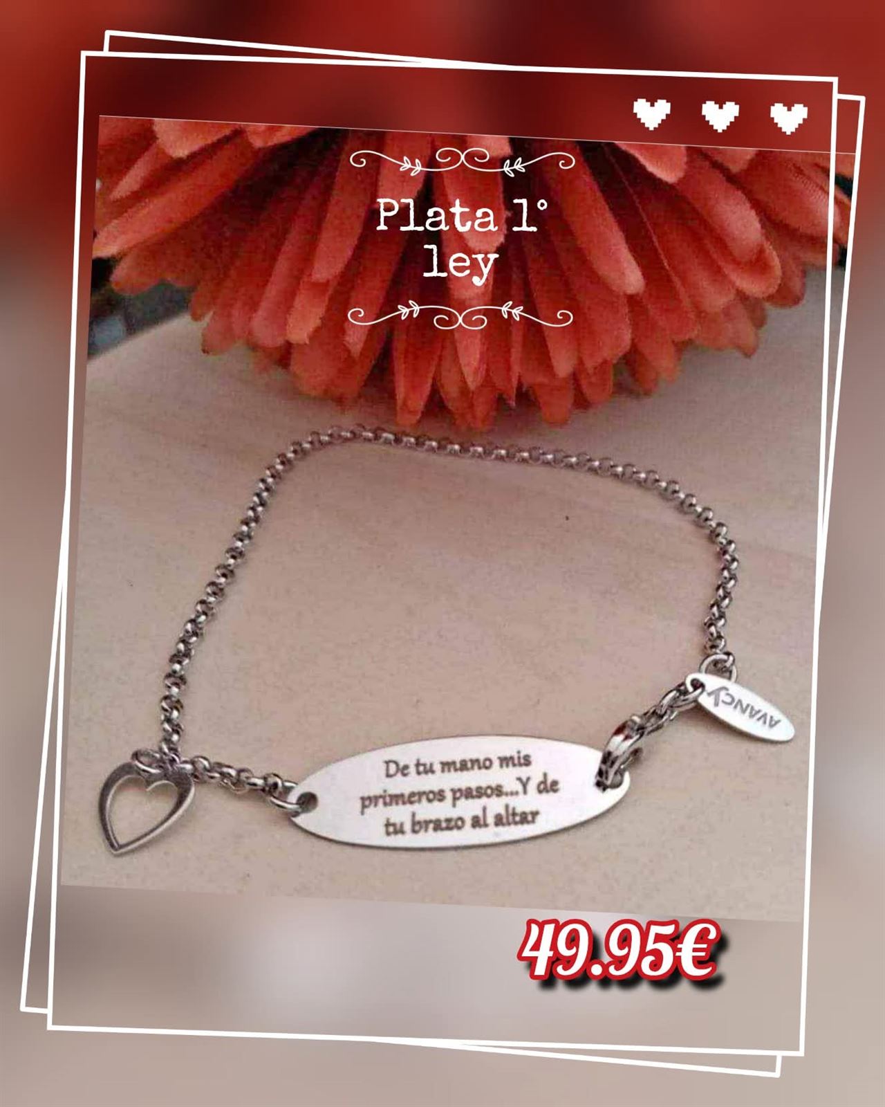 Pulsera con chapa y corazón personalizada - Imagen 2