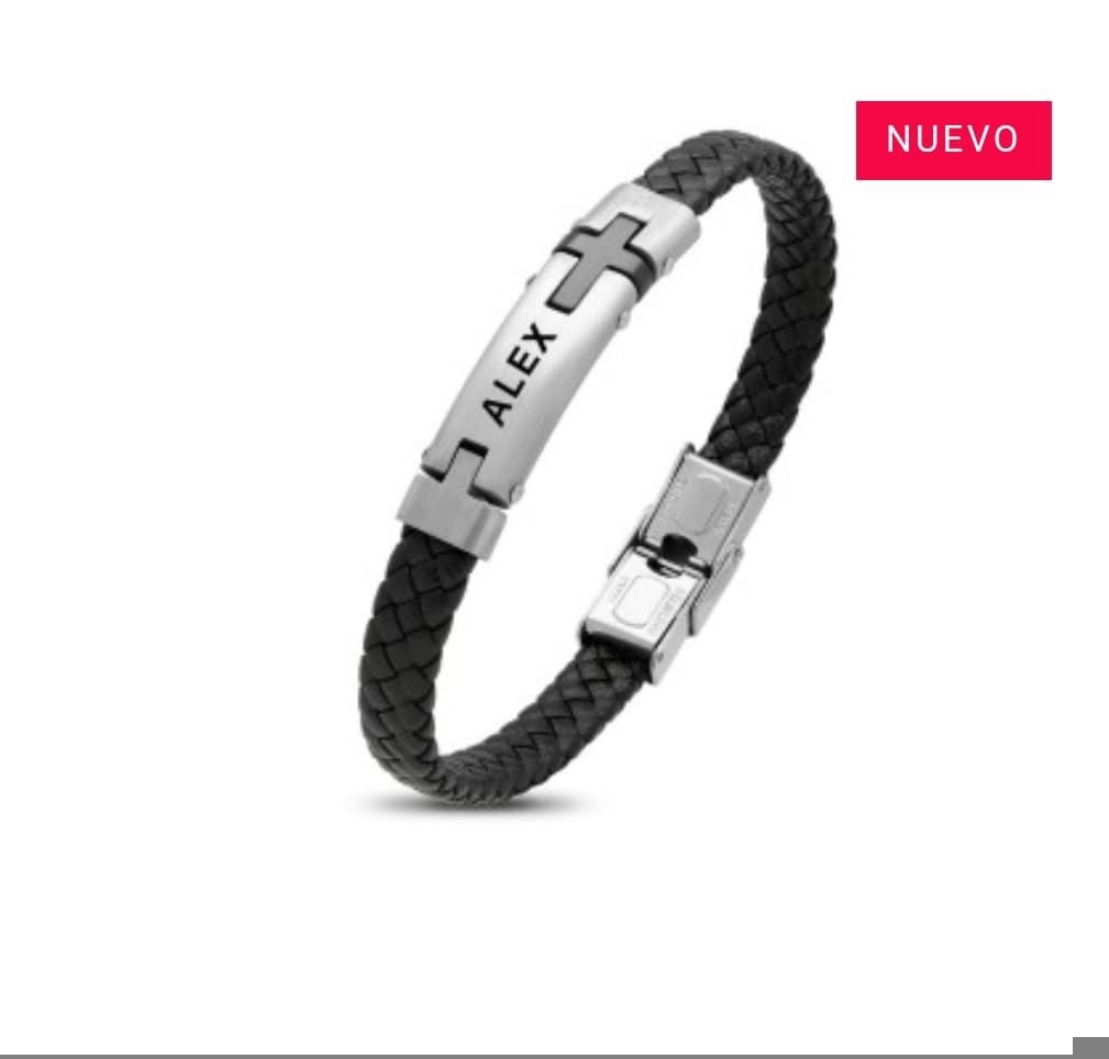 Pulsera cruz  articulada cuero de hombre - Imagen 1