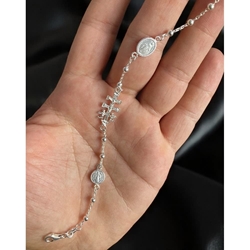 Pulsera cruz de Caravaca San Benito y virgen de la Milagrosa - Imagen 1