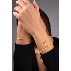 Pulsera cruz perlas Plata de ley - Imagen 1