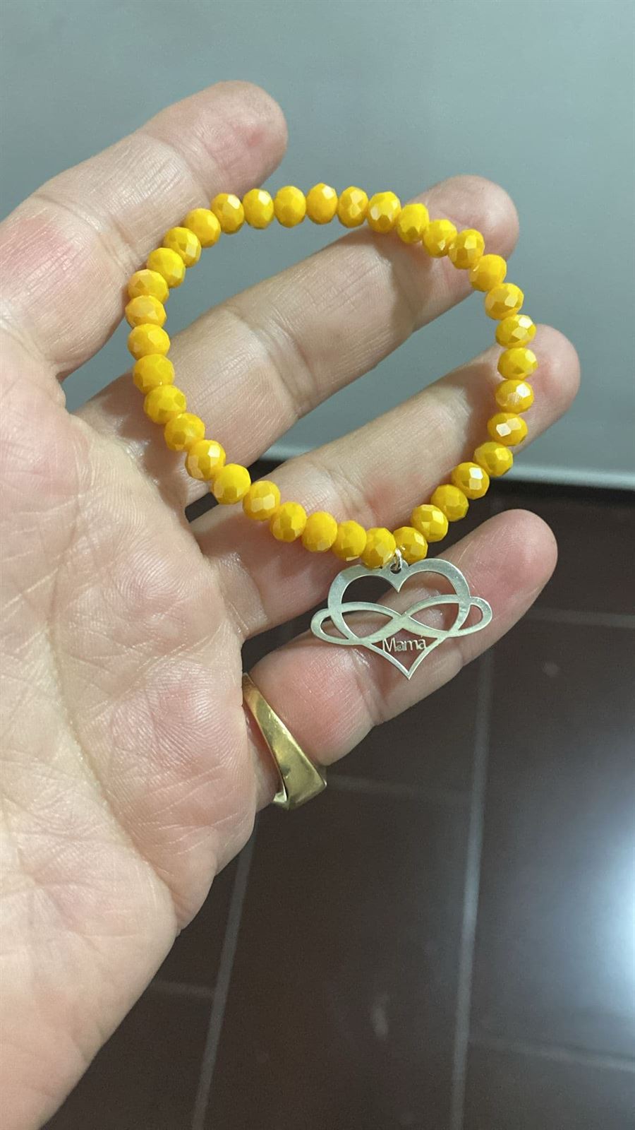 Pulsera de bolas con corazón Mamá - Imagen 1