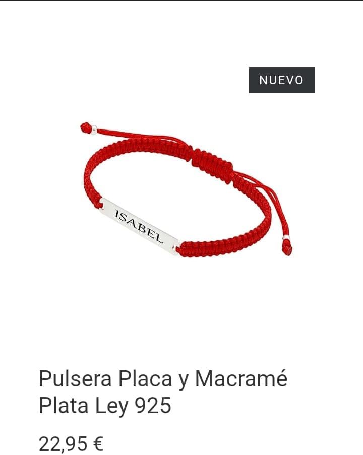 Pulsera de cordón con placa personalizada plata de primera ley - Imagen 1