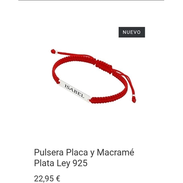 Pulsera de cordón con placa personalizada plata de primera ley - Imagen 1