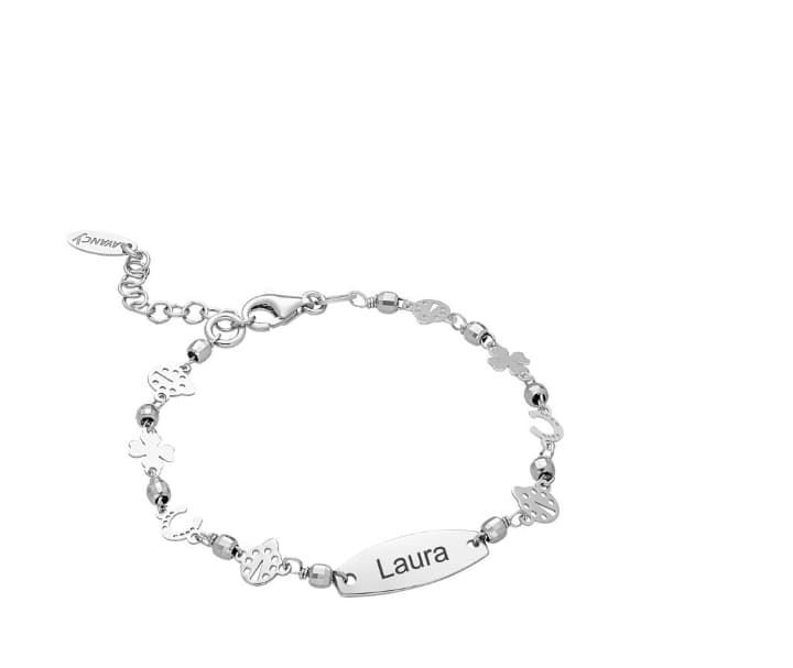 Pulsera de la suerte con placa plata de ley - Imagen 1