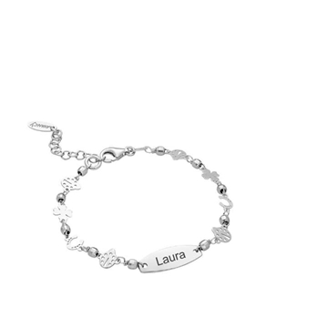 Pulsera de la suerte con placa plata de ley - Imagen 1