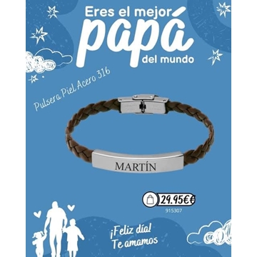 Pulsera de piel trenzada de caballero - Imagen 1