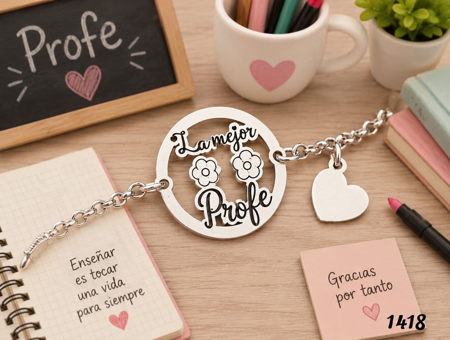 Pulsera de plata para profesoras - Imagen 1