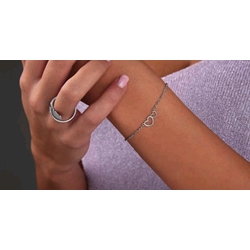 Pulsera  doble corazón plata de ley - Imagen 1