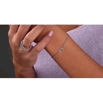 Pulsera  doble corazón plata de ley - Imagen 1