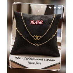 Pulsera doble corazón - Imagen 2