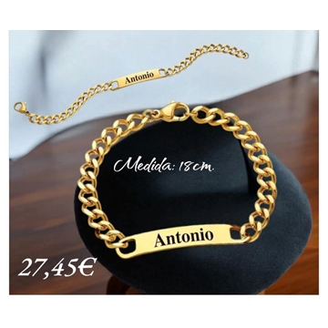 Pulsera esclava acero bañada en oro - Imagen 1