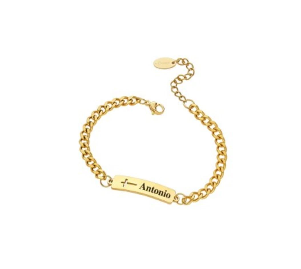 Pulsera esclava con cruz calada acero - Imagen 1