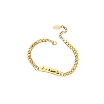 Pulsera esclava con cruz calada acero - Imagen 1