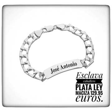 Pulsera esclava de hombre de plata de ley - Imagen 1