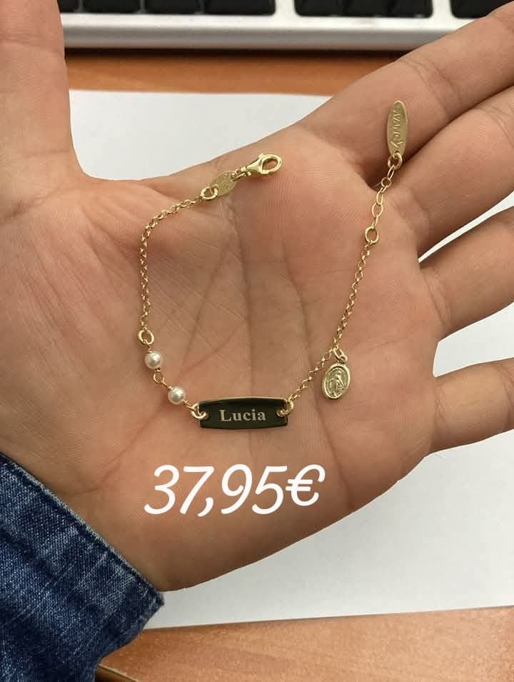 Pulsera esclava plata  con perla niña comunión - Imagen 2