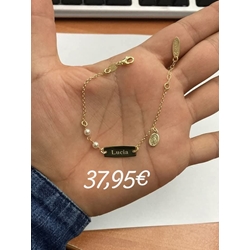 Pulsera esclava plata con perla niña comunión - Imagen 2