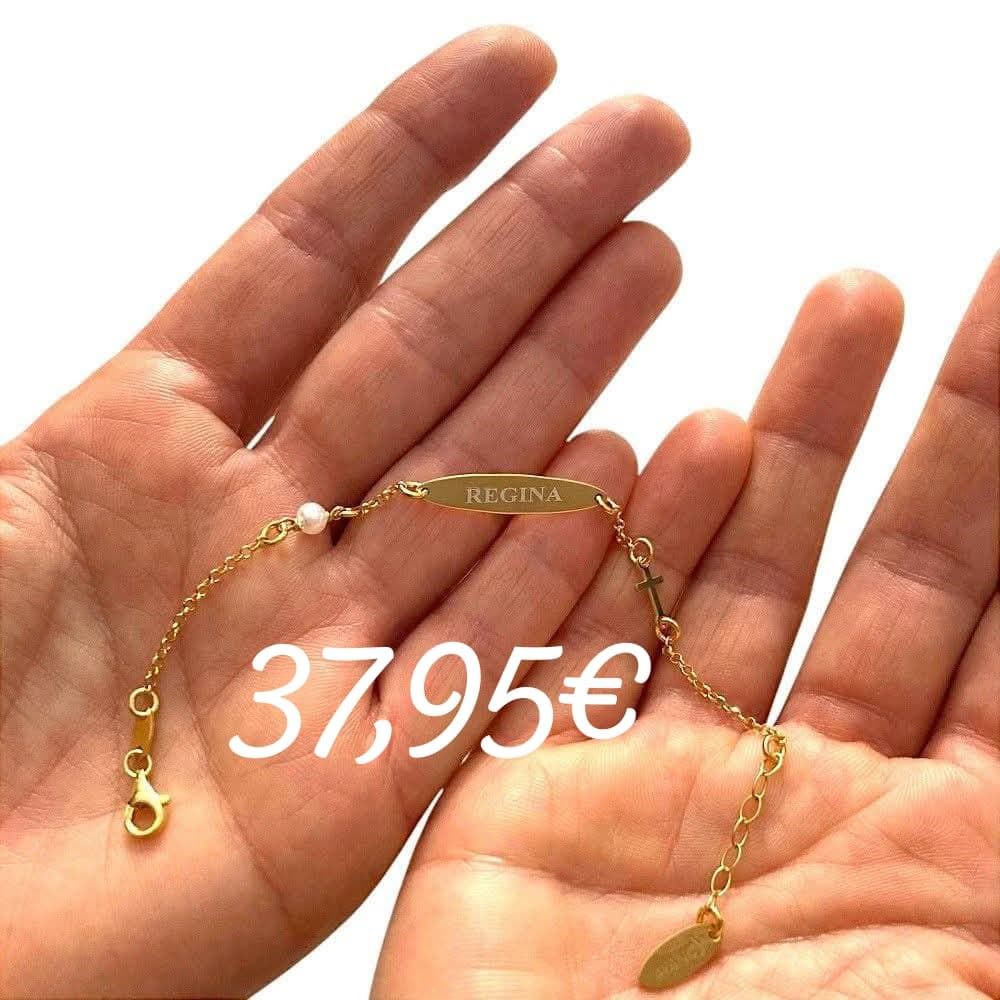 Pulsera esclava plata  con perla niña comunión - Imagen 3