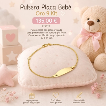 Pulsera exclava  bebé oro 9 kilates - Imagen 1