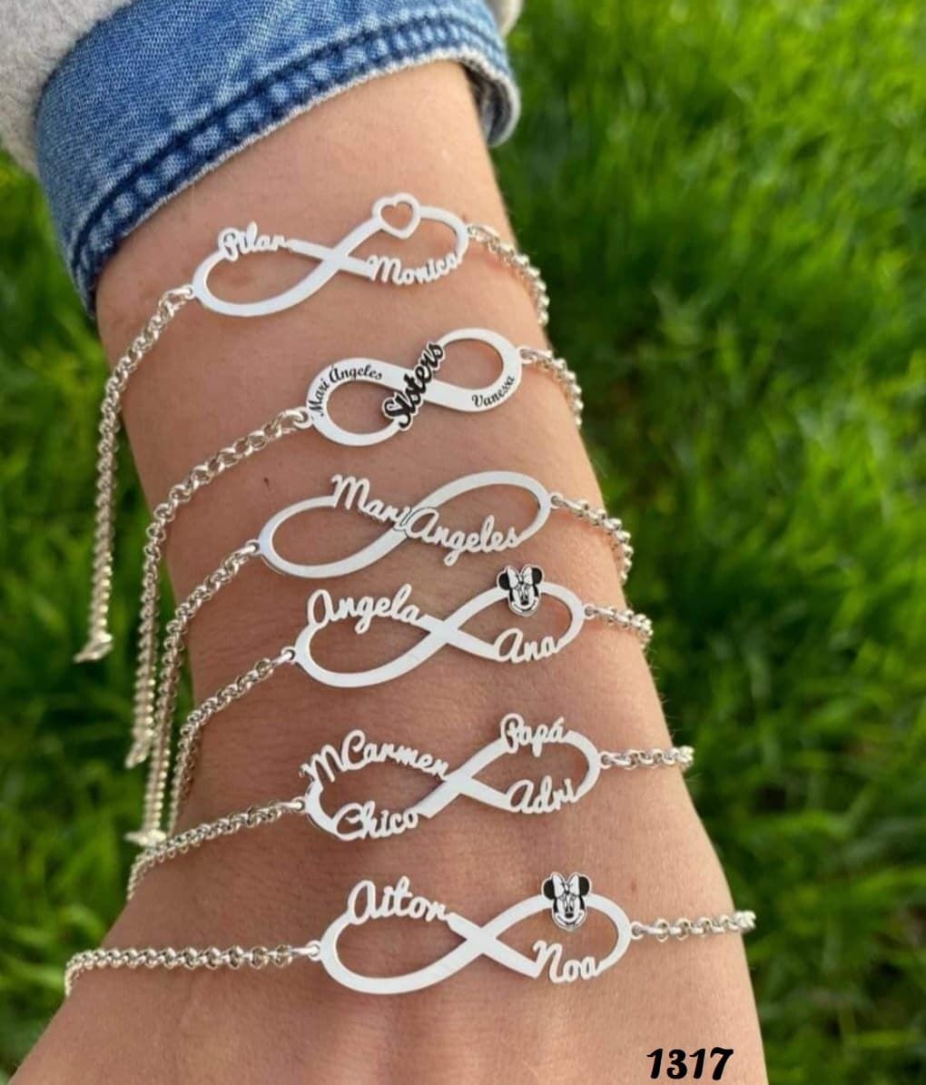 Pulsera infinito con nombre Plata - Imagen 1