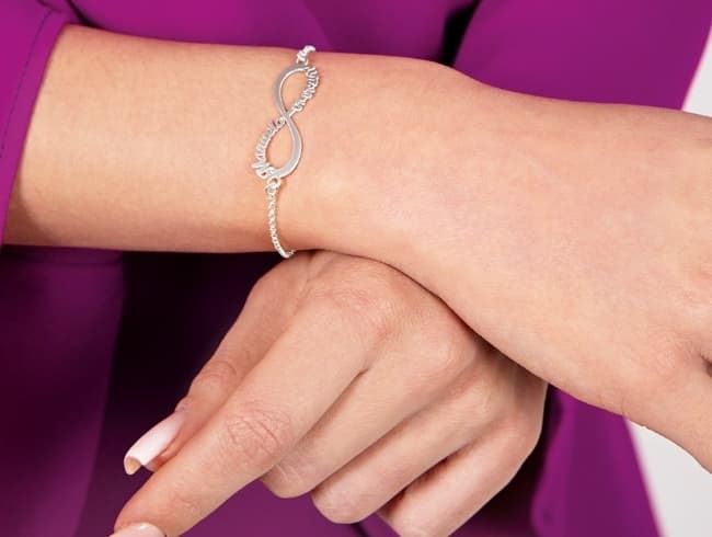 Pulsera infinito dos nombres plata - Imagen 1