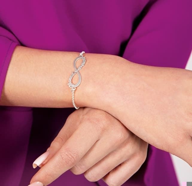 Pulsera infinito personalizada plata - Imagen 1