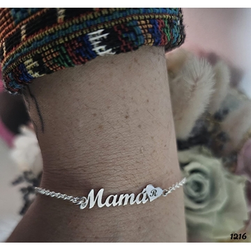 Pulsera Mamá plata de primera ley - Imagen 1