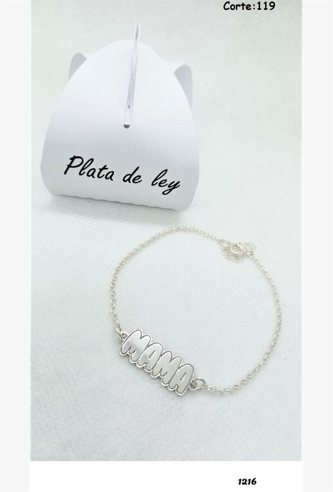 Pulsera Mamá Plata de primera ley - Imagen 1