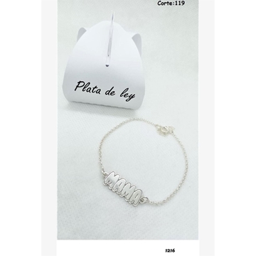 Pulsera Mamá Plata de primera ley - Imagen 1