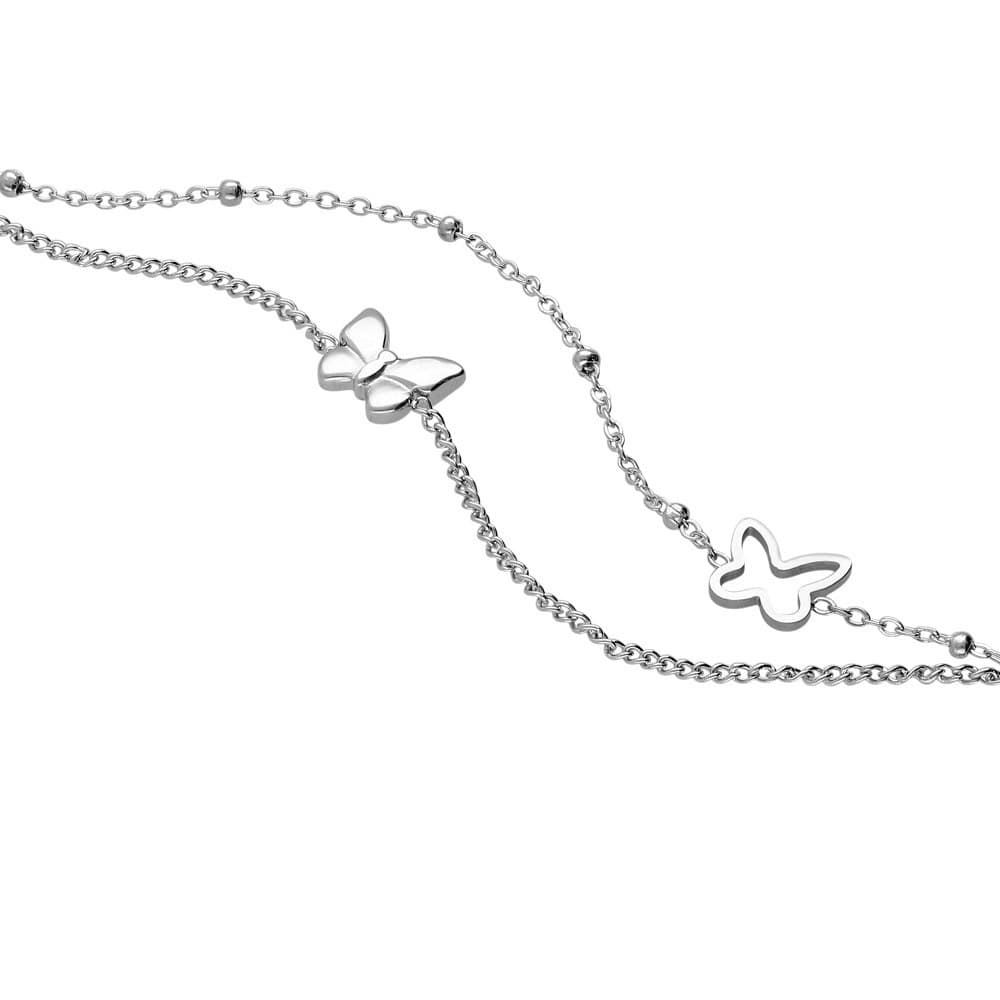 Pulsera mariposas cadena doble acero - Imagen 1