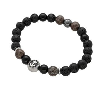 Pulsera Nautic, lava volcánica Hematita y Ágata - Imagen 1