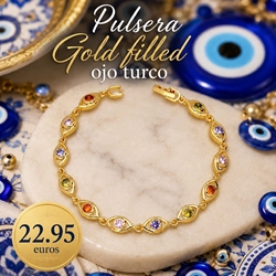 Pulsera ojo turco Acero bañada en oro - Imagen 1