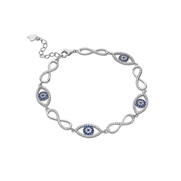 Pulsera ojos turco plata de primera ley - Imagen 1