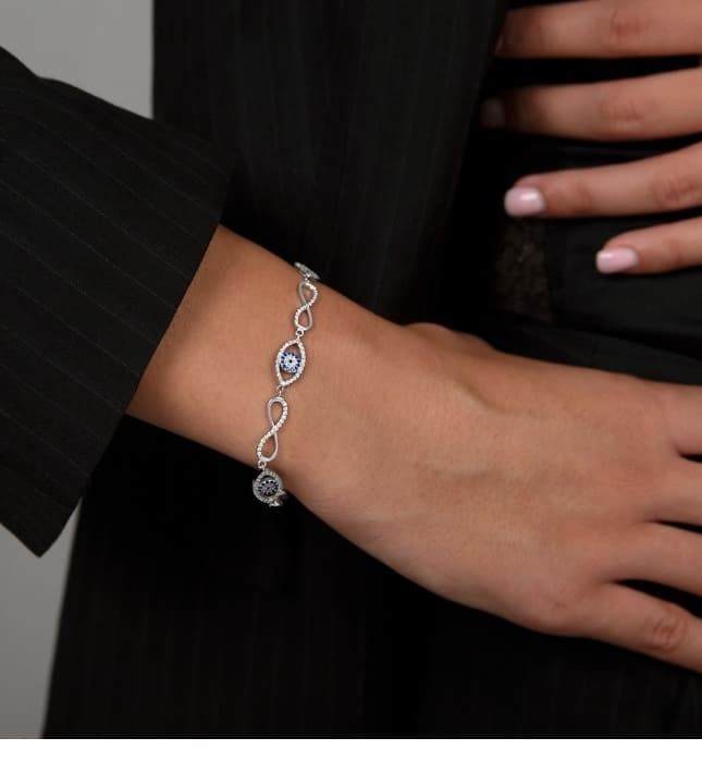 Pulsera ojos turco plata de primera ley - Imagen 2