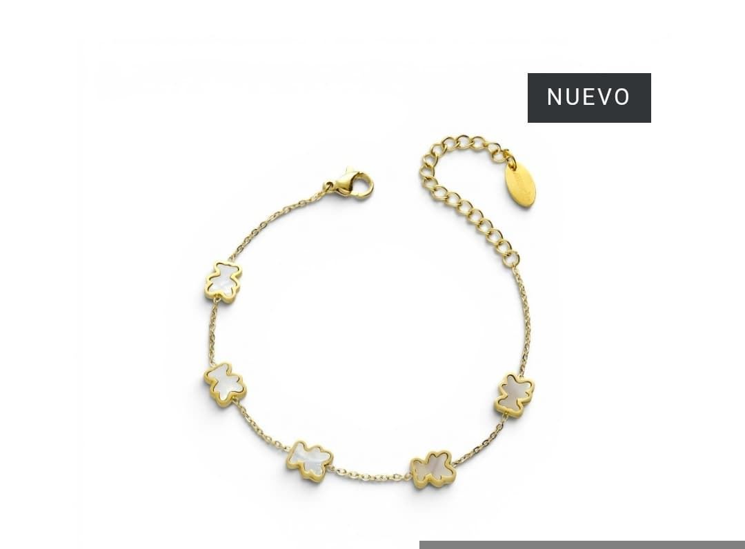 Pulsera oso nácar natural acero - Imagen 1