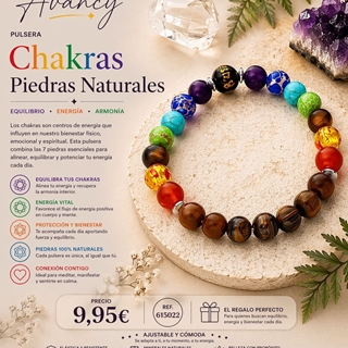 Pulsera perlas Chakras con piedras naturales - Imagen 1