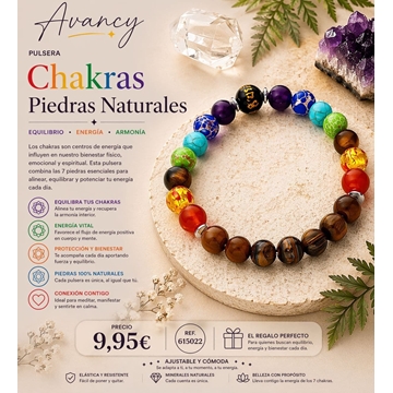 Pulsera perlas Chakras con piedras naturales - Imagen 1