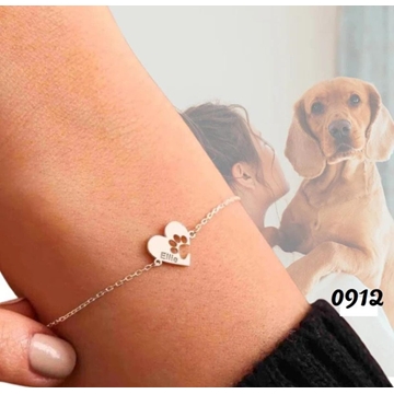 Pulsera personalizada  con huella Mascota plata de ley - Imagen 1