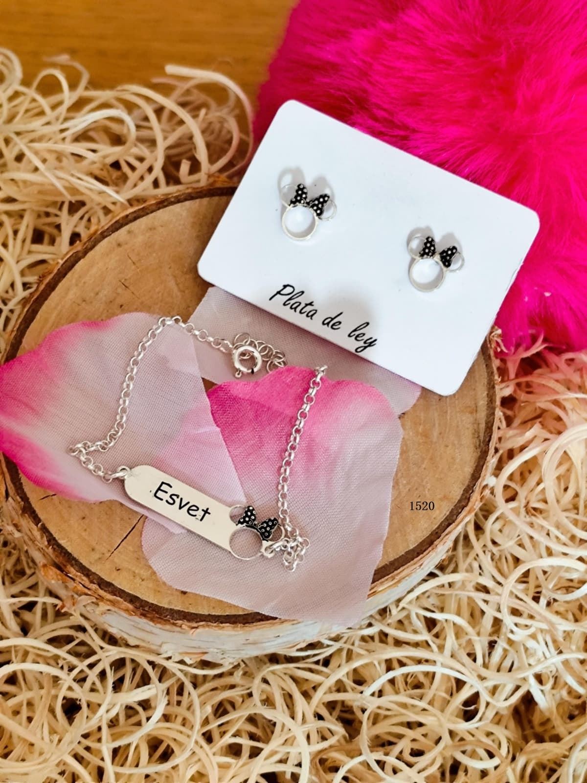 Pulsera personalizada y pendientes Minnie Mousse - Imagen 1