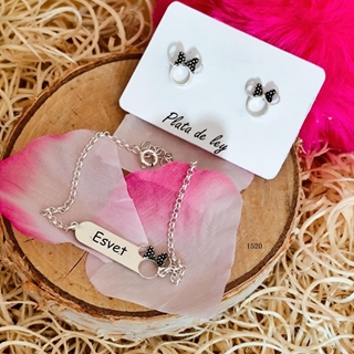 Pulsera personalizada y pendientes Minnie Mousse - Imagen 1