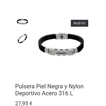 Pulsera piel negra - Imagen 1