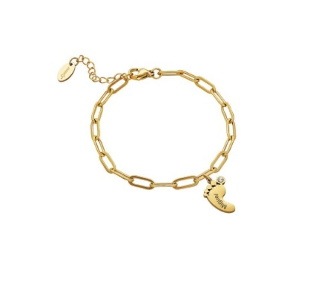 Pulsera pies bebé acero personalizable - Imagen 2