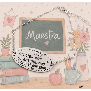 Pulsera profesora con placa personalizada - Imagen 1